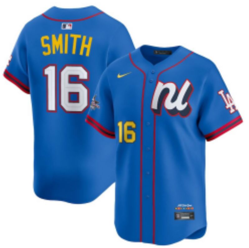 Men 2025 Los Angeles Dodgers #16 Smith Blue All star Blank Blue Nike MLB Jersey style 6->los angeles dodgers->MLB Jersey